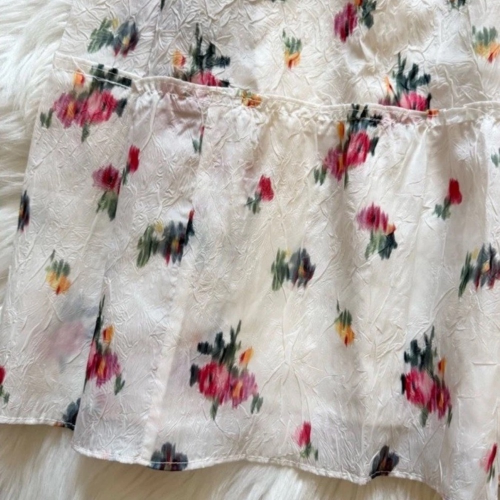 New HILL HOUSE Ellie Floral Smocked Midi Nap Dress in Ivory Crushed Taffeta Ikat - Picture 13 of 16